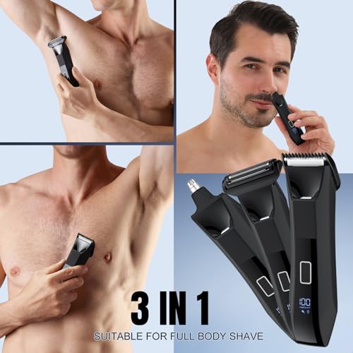 Lanumi Head Shavers for Blade Men Electric Razor 3 in 1 Manscape Groin & Body Hair Trimmer Wet Dry Grooming Kit Led Display £¬Gifts for Men