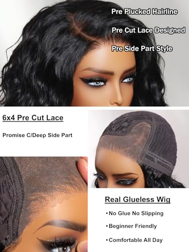 UNICE Water Wave Bob Wig 10" Human Hair Glueless
