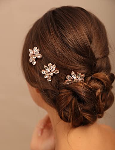 Dark Blue Rhinestone Crystal Bride Hair Comb Set
