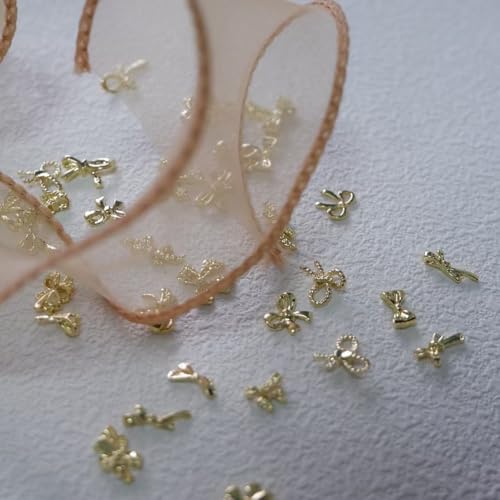 72PCS Gold 3D Bow Nail Charms Set for Creative Nail Art
