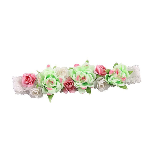 Kewl Fashion Baby Girl's Lovely Colorful Rose Flowers Headband for Birthday Party Travel Holiday Photography Hair Accessories (Green)