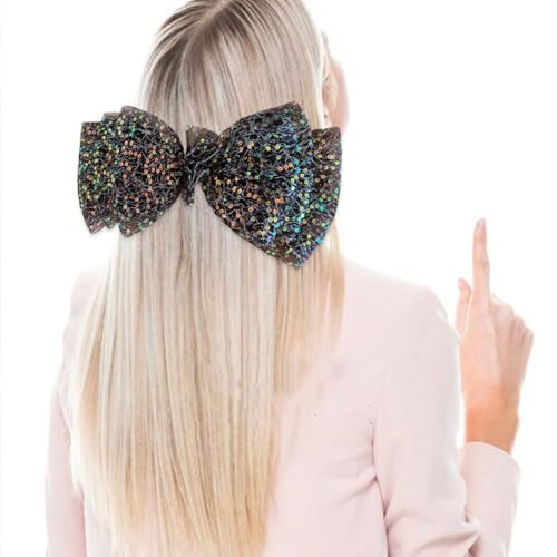 JKQBUX Lolita Large Hair Bow Clips Glitter Spangle Bow tie Hair Pins Beads Bowknot Clips Barrette for Women Girls Party Wedding