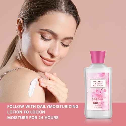 Bath and Body Gift Set for Women and Girls,Japanese Cherry Blossom,4PCS Set for-Shower Gel,Body Lotion,Body Mist,Exfoliating Scrub,Body Care Travel Set for Birthday Mother's Day Gifts