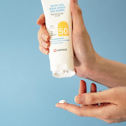 White Vita Aqua Korean Sunscreen SPF50+ PA++++ 1.69 fl oz/50ml, Lightweight No White Cast Essence Sunscream,Hydrating Daily Facial Sunblock with Triple Hyaluronic Acid nongreasy UV Protection