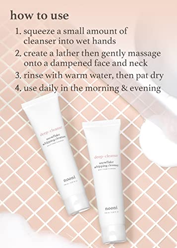 NOONI Daily Face Wash - Snowflake Whipping Cleanser | Korean Skin Care, Kbeauty, Glass Skin, Eggie Skin, Moisturizing, Nourishing, Remove Impurities, for All Skin Types, 5.07 Fl Oz