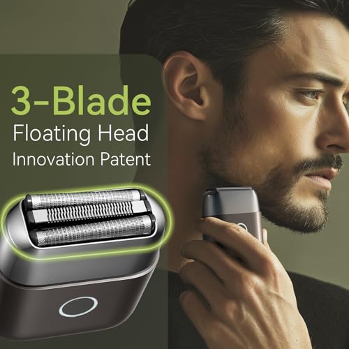 VNU Alloy Body Foil Shaver, Mini Pocket Shaver for Travel, Electric Razor for Men Face Beard, IPX7 Waterproof & 60-Day Standby, Gift for Men/Husband/Dad (Dark Gray)