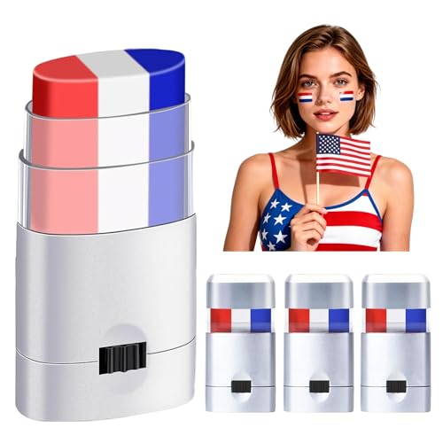 Red White Blue Eye Black Stick - Patriotic Face Paint 4-Pack