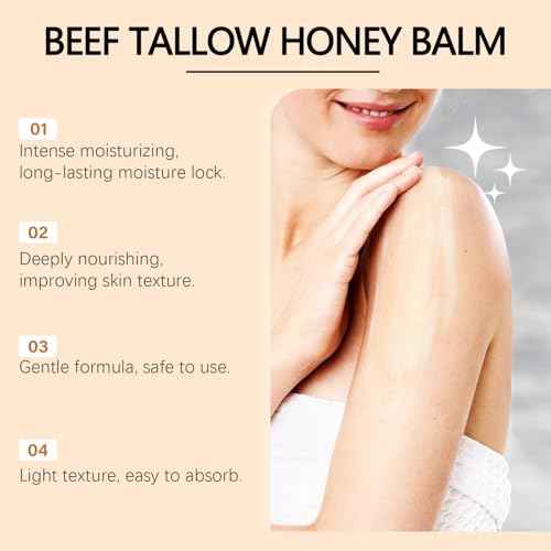 Beef Tallow for Skin - Lopeie Whipped Tallow Honey Balm, Lavender, Deep Moisturization, Natural Hydrating Cream, Relief for Dry & Sensitive Skin 2.11oz