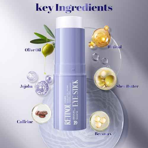 Retinol & Caffeine Eye Balm Stick for Dark Circles, Puffiness, Fine Lines and Eye Bags, Anti Aging Under Eye Cream Smooths Wrinkles Moisture Stick (0.24oz/7g)