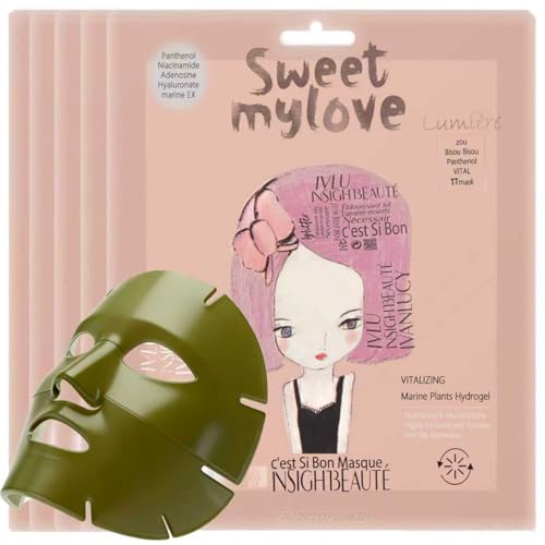 Madecassoside Hydrogel Mask 5 Sheets, Collagen & Peptide &Marine Ex&Panthenol for Skin Repair & Elasticity, Long-lasting Hydration, Better Nutrient Absorption , Korean Face Mask (Anti-aging)