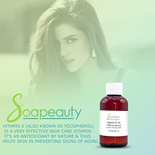 Soapeauty TOCOPHEROL T-50 Vitamin E Oil | 100% Pure and Natural | Skin, Face, Body, Nails, Scars, Dark Spots, Anti-aging, Repair | Multi-Purpose Moisturizer 0.5 fl oz