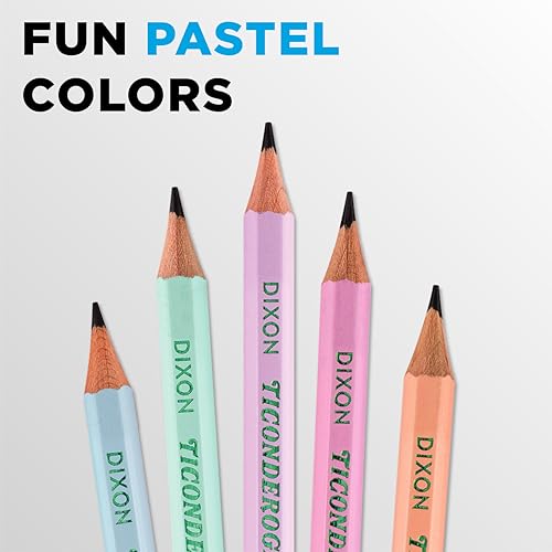 Ticonderoga Pastel Color #2 HB Pencils - Pre-Sharpened, 10 Count, Soft Lead
