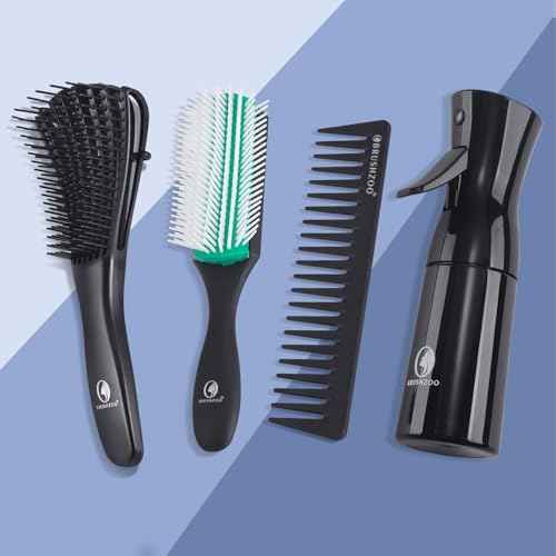 BRUSHZOO Detangler Hair Brush with Hair Spray bottle, Hair Brush for Curly Hair, 9 Row Brush Wide Tooth comb (Green)