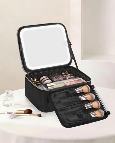 Chomeiu Makeup Bag with LED Mirror - Large Travel Organizer