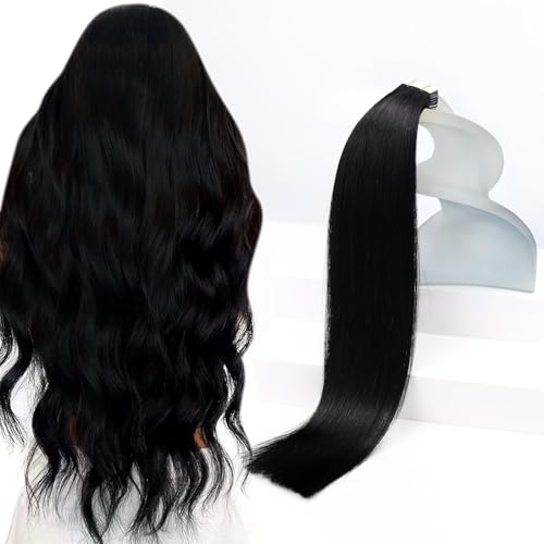 Sunny Hair Tape in Extensions Remy Human Hair 22" Jet Black 20Pcs
