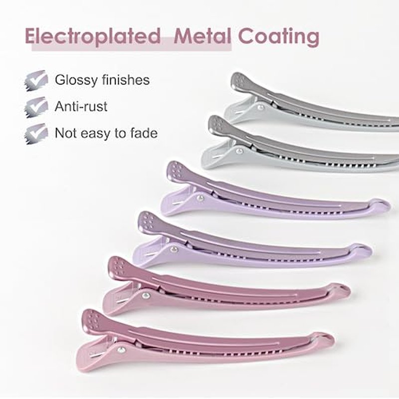 AIMIKE No Crease Hair Sectioning Clips - 6pcs Duck Bill Clips in Morandi Color