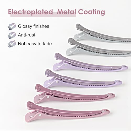 Morandi 6-Pack Hair Sectioning Clips with Silicone Bands No Crease Styling Tools