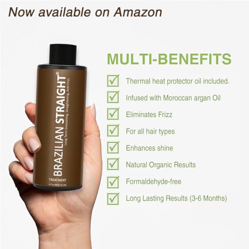 Brazilian Straight Keratin Hair Treatment - Formaldehyde-Free, 2PC Set