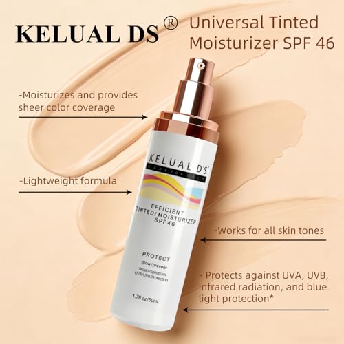 KELUAL DS Tinted Sunscreen SPF 46 - Anti-Aging Moisturizer, 1.7oz