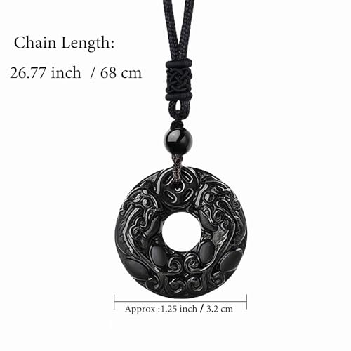 Black Obsidian Pendant Necklace for Men - Natural Healing Crystal