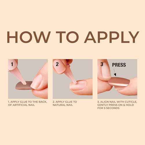 KISS Bare but Better, Press On Nails, Nail glue included, 'Embrace It', Light Nude, Medium Size, Coffin Shape, Includes 28 Nails, 2G Glue, 1 Manicure Stick, 1 Mini File