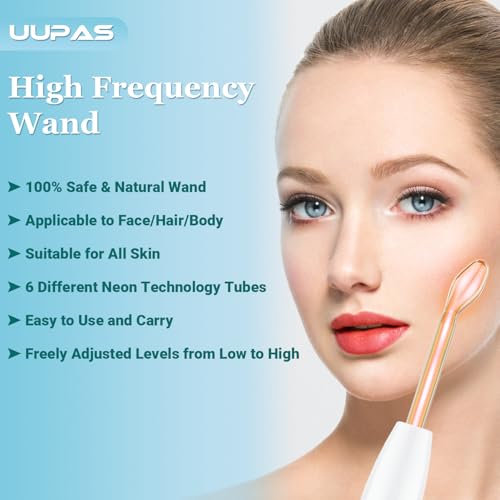 UUPAS High Frequency Facial Wand with 6 Orange Tubes