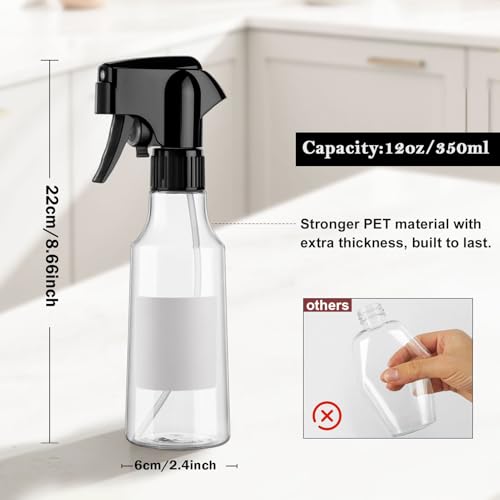 12oz Continuous Mist Plastic Spray Bottle 2 Pack All Purpose
