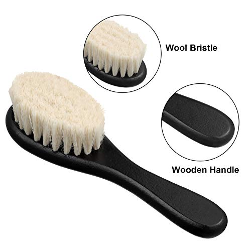 4 Pieces Barber Fade Brush Set with Natural Fiber Wooden Handle - Beard Styling Brush, Neck Duster, and Cleaning Brush for Men's Grooming