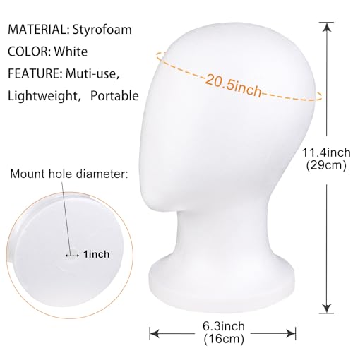 COOKOO Foam Wig Head Stand - 3 Pack Mannequin Display