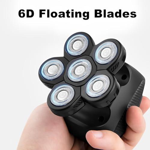 6 Blades Head Shaver Replacement Heads,6D Head Shaver Replacement Blades Compatible with Many Brand Bald Shavers for Men,Waterproof,Wet and Dry Use for Home and Travel,2 Pack.