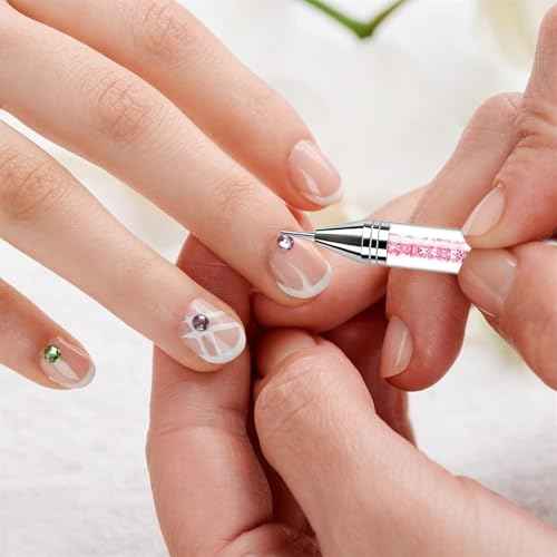 2 Pack Rhinestone Picker Tool Dotting Pen with 4 Wax Tips and Tray, Wax Pencil for Rhinestones, Gem Picker Pen Diamond Jewel Applicator, Rhinestone Tools for Bedazzling DIY Nail Art