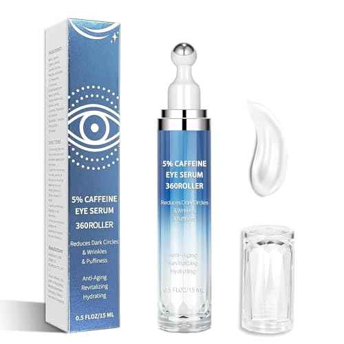 5% Caffeine & Retinol Eye Cream with 360¡Æ Roller ? Hydrating & Anti-Aging Formula for Fine Lines, Puffiness, Dark Circles & Bags ? Moisturizing Treatment Serum for Women & Men