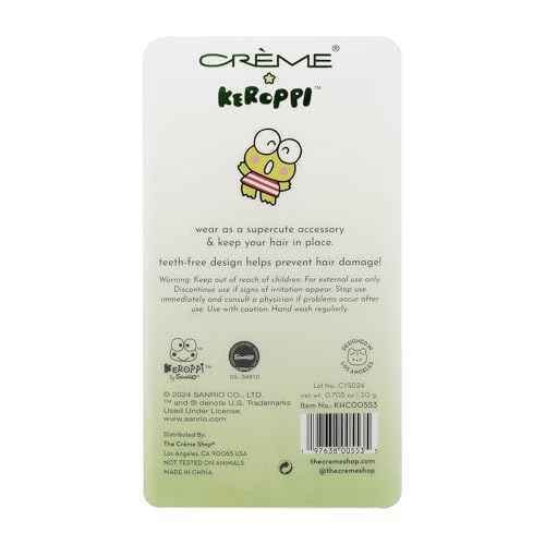 The Cr?me Shop X Keroppi Hair Clips Hair Clips - Crease-Free, Comfortable, Teeth-Free Design, Prevents Hair Damage, Cruelty-Free, Vegan, Limited Edition (Pack of 4)