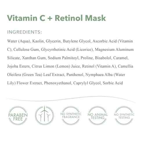 emerginC Vitamin C + Retinol Mask - Exfoliating Green Tea Face Mask with Kaolin Clay - Removes Dead Skin + Helps Improve The Appearance of Uneven Tone for Glowing Skin (1.7 oz, 50 ml)