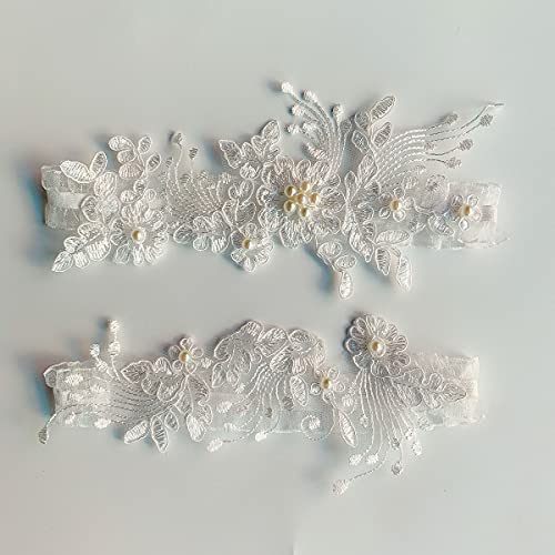 Wedding Lace Garter Set for Bride - 2 Pack Elastic Floral