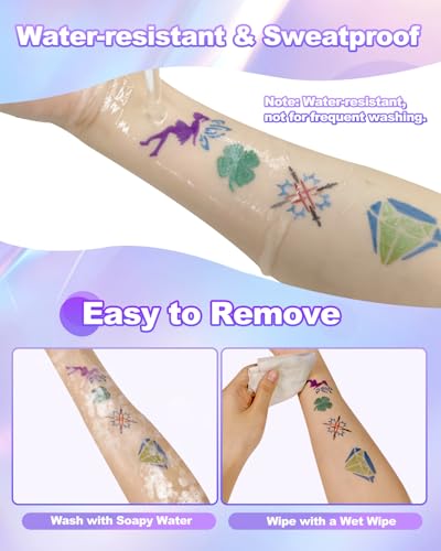 Metallic Temporary Tattoo Pen Kit with 70 Stencils, 10 Colors