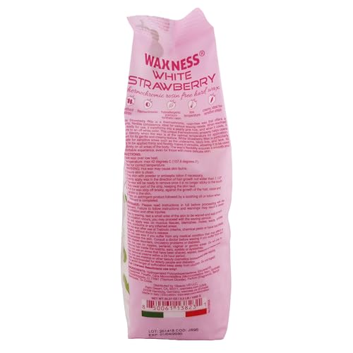Waxness White Strawberry Thermochromic Hard Wax Beads 2.2 lb (1 kg), Rosin-Free, Low Temperature, For Sensitive Skin ? Made in Italy