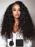 KLAIYI Water Wave Human Hair Bundles 18-22 Inch Natural Color Sew-In Extensions