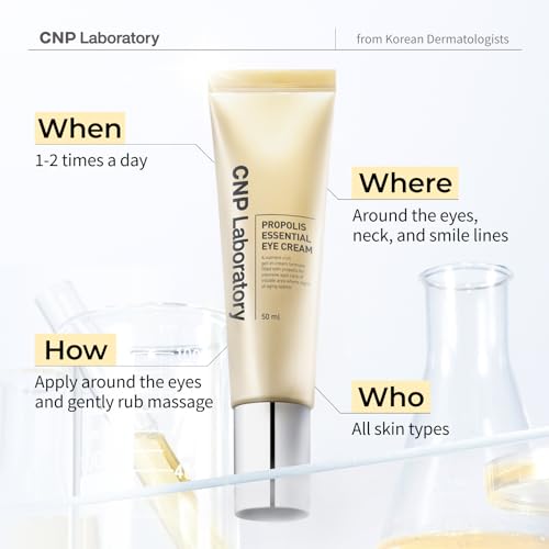 CNP Propolis Eye Cream (1.7 fl.oz / 50ml) - Nourishing Eye Cream with Propolis Extract, Ceramide, Lightweight Cream Texture, Firming Wrinkles, Gifts for Women, Korean Skin Care