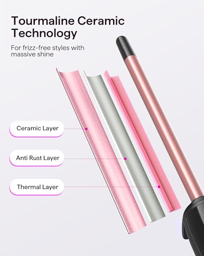 3/8" Ceramic Curling Iron with 9 Temperature Settings & LCD Display