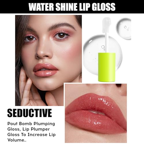 4-Color Hydrating Lip Oil Set with Large Brush – Shiny & Non-Sticky