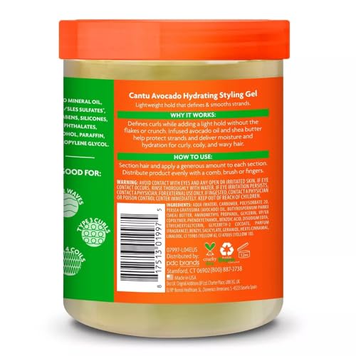 Cantu Avocado Paraben-free Hydrating Styling Gel, 18.5 Ounce