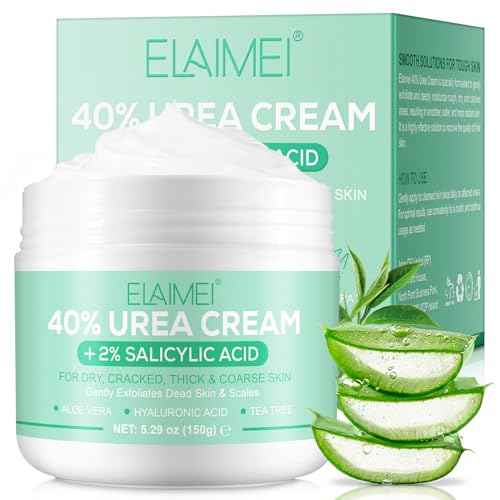Urea Cream 40 Percent for Feet - 40% Urea Cream Plus 2% Salicylic Acid with Hyaluronic Acid,Tea Tree, Aloe Vera for Dry Cracked Heels, Knees & Maximum Strength Foot Deep Moisturizer(5.29 OZ)