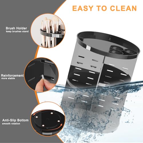 Jiavarry 8-Layer Rotating Makeup Organizer with Brush Holder