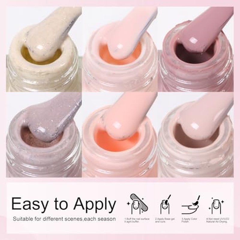 DouborQ 6 Colors Pink Nude Nail Polish Set - Long-lasting Manicure