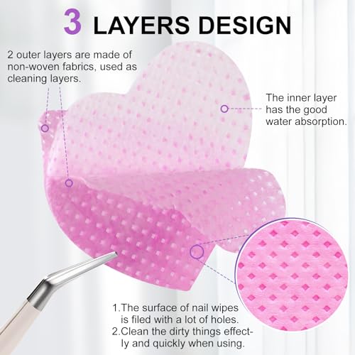 1080 Lint-Free Nail Wipes with Pump Dispenser Bottle