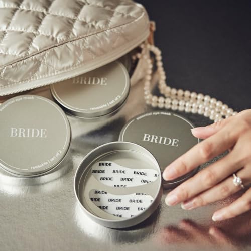 Bride Essential Under Eye Mask -1 Pair Reusable Silicone Eye Patches to Boost Hydration, Reduce Dark Circles, Smooth Fine Lines with Tin Case for Bridal Shower, Bachelorette and Wedding Gift