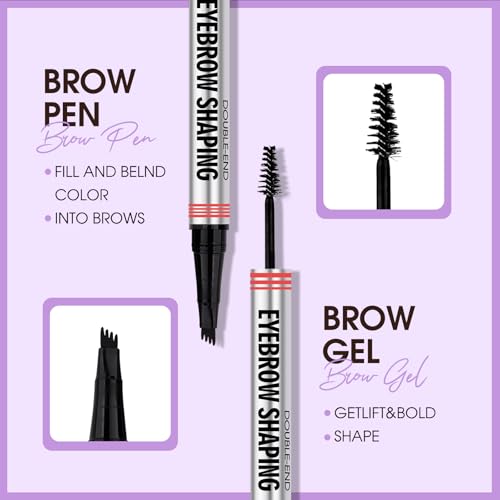 2-in-1 Eyebrow Pen & Gel - Waterproof, Long-Lasting, Dark Brown