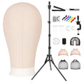 63 Inch Wig Stand Tripod with 22 Inch Canvas Mannequin Head