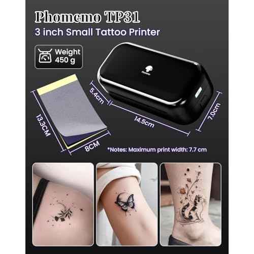 Phomemo Tattoo Stencil Paper 3.15" x 5.24" for TP31 Mini Tattoo Printer, 100 Tattoo Transfer Paper for Beginners/Enthusiast/Artists
